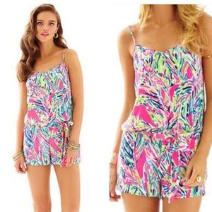 Lilly Pulitzer Deanna Multi Palm Reader Romper xs